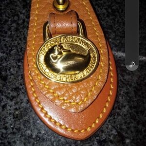 Dooney & Bourke Brown Leather Keychain with Gold Accents
